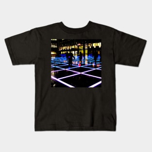 Finsbury Avenue Square, London, at night  - surreal city photo in blue and purple Kids T-Shirt